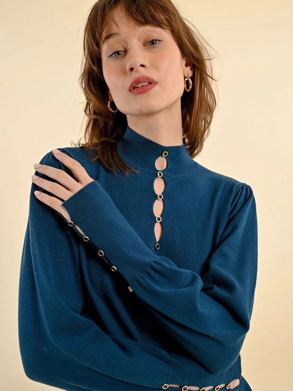 Molly Bracken Navy Blue Knit Top